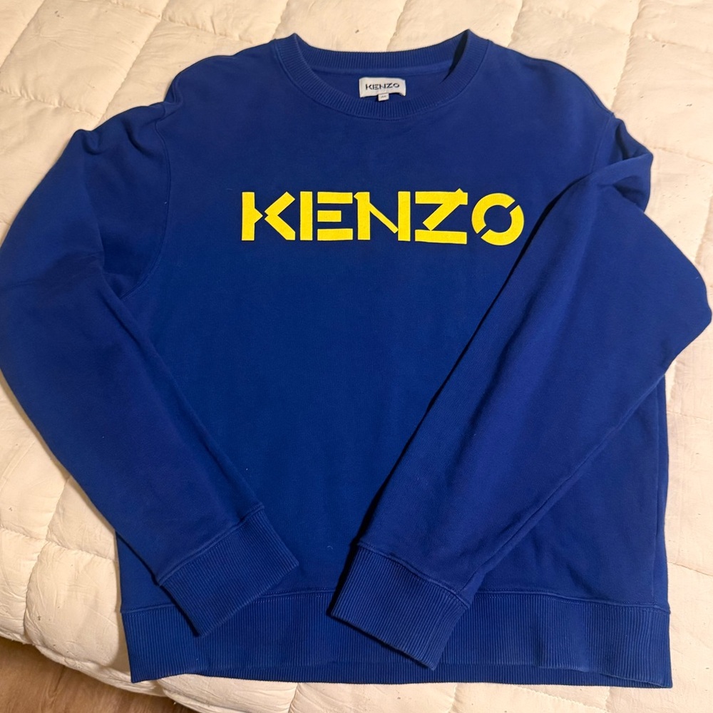 Kenzo Royal Blue Crewneck with Vibrant Yellow Logo